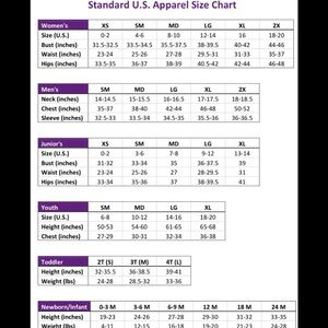 Standard U.S. Apparel Size Chart